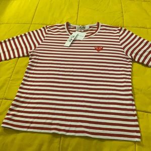 Commas Des Garçons PLAY striped red long sleeve shirt
